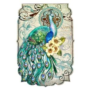 Punch Studio Teal Counterpart Peacock Illustrated Sheets Die-Cut Notepad (66840)